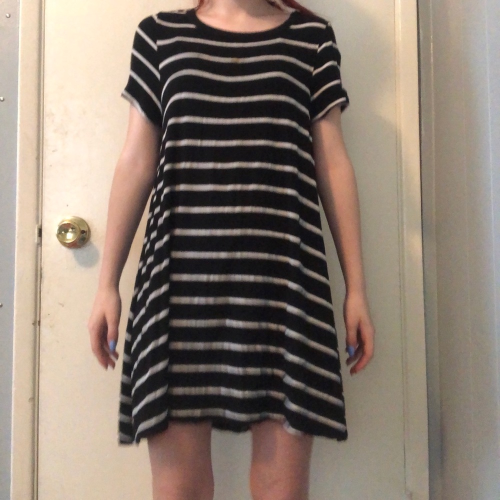 Acemi Black/White Striped Shift Dress